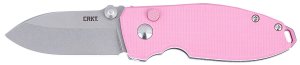 CRKT Squid 2.2" Fine Edge Rose Quartz Stainless Steel Button Lock D2 Knife