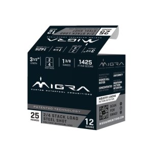 Migra Staxd Steel 12GA 3.5in 1-5/8oz #2&4 Shot 1350fps 25 Rounds