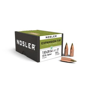 Nosler E-Tip 7.62X39 123GR Spitzer Boat Tail Bullets, 50 Box, Copper Material, USA Origin, New Condition