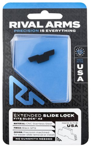 Rival Arms RARA80G004A Slide Lock Extended Glock 42 Black Stainless Steel