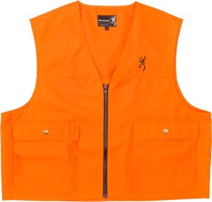 Browning Junior Safety Vest Blaze Orange Medium Polyester Oxford Zip Front