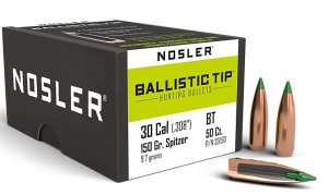 Nosler 30 Caliber 150 Grains Spitzer Ballistic Tip (Per 50) 30150