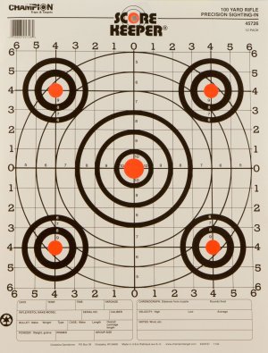 Champion Targets 45726 Paper Target 100 Yards Orange Bull 12 Pack