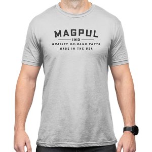 Magpul MAG1112-041-M Go Bang Parts Stone Gray Heather Cotton/Polyester Short Sleeve Medium