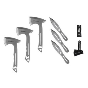 S/Wesson Bullseye 6-Piece Throwing Combo: Stainless Steel Axes (10") & Knives (8") with Bottle Opener
