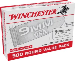 WINCHESTER 9 MM LUGER WIN 115 FMJ WINCHESTER 500 RD/BX 2 BX/CS