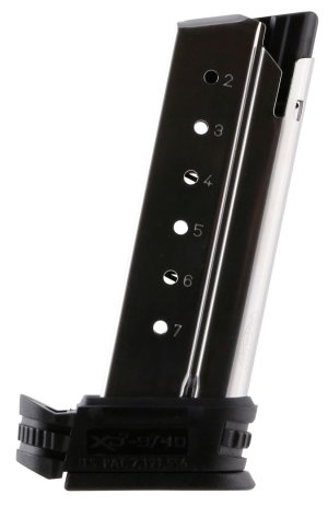 Springfield Armory XD-S 7-Round .40 S&W Magazine, Stainless Steel, Black X-Tension, XDS4007 Model