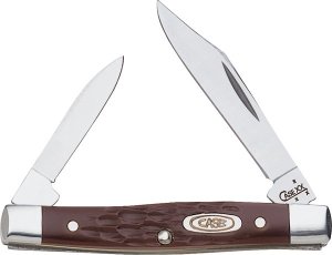 Case Small Pen Knife 2-Blade Jigged Brown Synthetic Handle