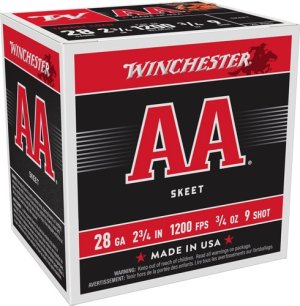 Winchester AA Target 28GA 2-3/4" #9 Shot 3/4oz 1200FPS - 25 Rnd Box