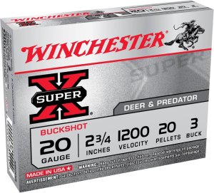 Winchester Ammo XB203VP Super X 20 Gauge 2.75" 20 Pellets 1200 fps 3 Buck Shot 15 Bx/10 Cs (Value Pack)