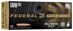 Federal Premium Gold Medal GM6ARCBT1 6mm ARC 108gr Berger 20 Rounds