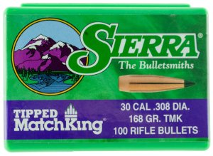 Sierra .30 Cal 168gr Tipped MatchKing Bullet - 100/box