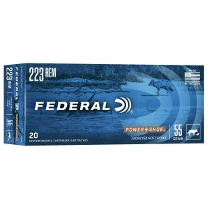 Federal 223A Power-Shok Hunting 223 Rem 55 gr Jacketed Soft Point (JSP) 20 Per Box/ 10 Cs