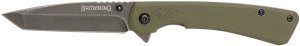 Browning 3220507 Branded Rock EDC 3" Tanto Folding Knife OD Green G10