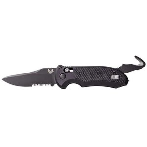 Benchmade Auto Triage Folding Knife - 9170SBK, ComboEdge, BK1 Coated Blade, Black Aluminum Handle