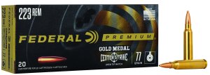 Federal Premium Gold Medal GM223OTM3 - 223 Remington, 77 Grain, 20 Rounds, Jacketed Hollow Point Bullet