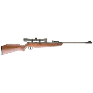 Ruger Air Hawk .177 Caliber Air Rifle - 1000 FPS Velocity, Single-Shot, Break Barrel, Dark Hardwood Stock, Fiber Optic Sights, Adjustable Trigger, 4x32 Scope Included, Ambidextrous