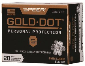 Speer Gold Dot 9mm Luger 115 Grain Hollow Point 20 Rounds per Box