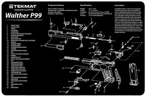 TekMat TEKR17WALP99 Walther P99 Cleaning Mat 17" Rubber Black/White