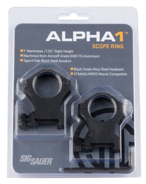 Sig Sauer Alpha1 1in 1.25in Extra High Aluminum Matte Black Scope Rings 1"