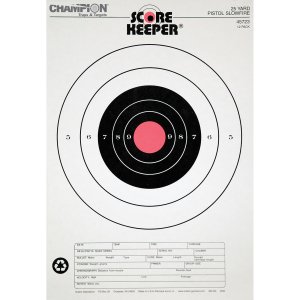 Champion Targets 45723 Score Keeper Slow Fire Bullseye Paper Hanging 25 yds Pistol 11" x 16" Black/Orange 12 PK