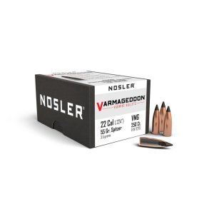 Nosler VarMageddon .22 Caliber .224 55 Grain Flat Base Polymer Tip 250 Coun