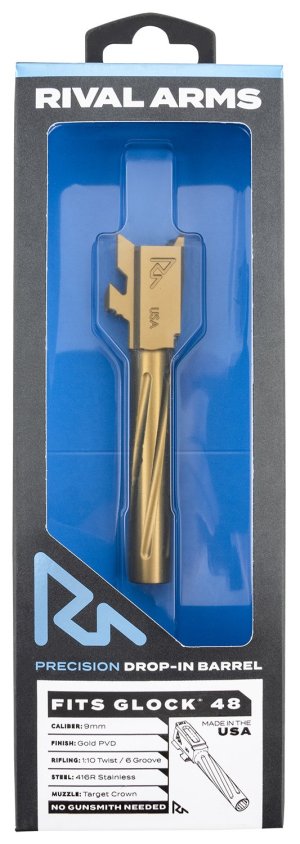Rival Arms RA-RA20G801E 9mm Barrel Gold PVD 4.17" for Glock 48