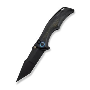 We Knife Tighe Down 4In M390 Tanto Black Stonewash Ti Handle Button Lock