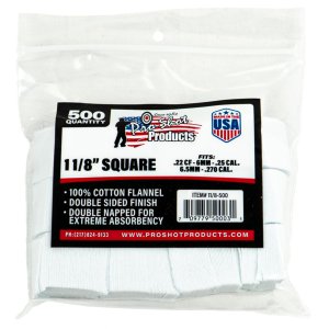 Pro-Shot Cotton Flannel Gun Cleaning Patches 1-1/8" .22-.270 Cal 500 Pack