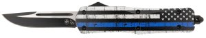 Templar LBTB331 Back The Blue OTF Knife 3.5" 440C SS Black/White