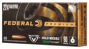 Federal Premium Gold Medal .224 Valkyrie 90gr Sierra MatchKing BTHP 20 Rds
