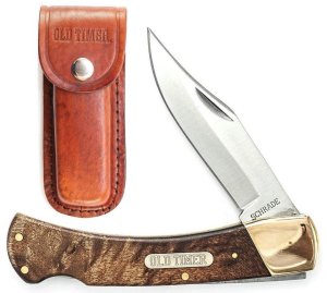 OLD 1187261 3.625 In Blade Ironwood Handle Lockback w/Sheath