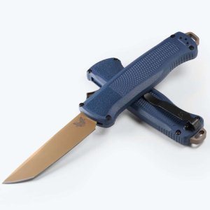 Benchmade Shootout FDE/PL OTF 3.51" Crater Blue Grivory; Tanto CPM-CruWear blade