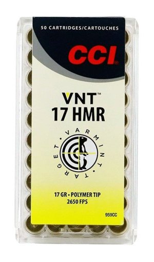 CCI VNT 959CC 17 HMR 17 Grain Polymer Tip Rimfire 50 Rounds