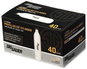 Sig Sauer AC1240 CO2 Cartridges, 12g, 40-Pack, Silver