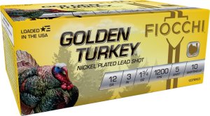 Fiocchi Golden Turkey 12ga 3" Sz5 1 3/4oz 10-Round Nickel Plated Lead Shot Ammo