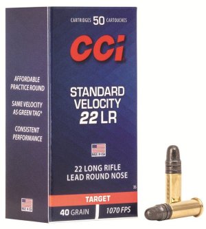 CCI Standard Velocity Rimfire Ammunition .22 LR 40 gr LRN 1070 fps 50/ct