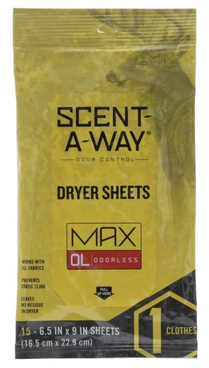 Hunter's Specialties Scent-A-Way Max Odorless Dryer Sheets 15 Pack