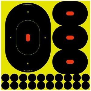 Birchwood Casey 34905 Shoot-N-C Self-Adhesive Paper Handgun Black/Yellow Silhouette Includes Pasters 5 Pack