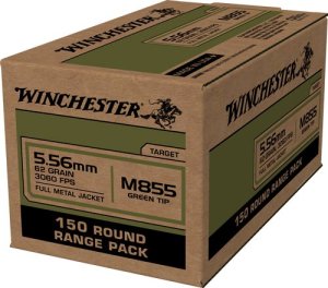 Winchester M855 5.56x45 62 Grain FMJ Green Tip 600 Rounds