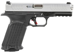 Bul Armory AXEFSCLEVSLV9US Axe Cleaver Full Size 9mm Luger 17+1, 4.49 in Stainless Steel Barrel, Silver Slide, Black Polymer Frame w/Beavertail & Picatinny Rail, Black Textured Polymer Grip, Pistol