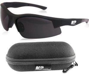 Smith & Wesson Super Cobra Shooting Glasses, Black Rubberized Frame, Smoke Lens, Anti-Fog, Non-Slip, Zippered Case, Microfiber Cloth Included - Model 110169