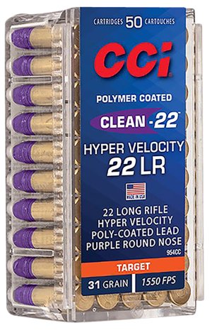 CCI Clean-22 Hyper Velocity Purple Rimfire Ammunition .22 LR 31gr RN 1550