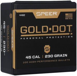 Speer Gold Dot 4482 45 Caliber 230gr Hollow Point Bullets 100/Box