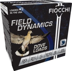 Fiocchi 20GT8 Field Dynamics Dove & Quail 20ga 2.75" 7/8oz #8 25rds