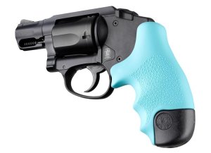 Hogue 60024 Rubber Tamer Grip Aqua Fits S&W J-Frame Round Butt