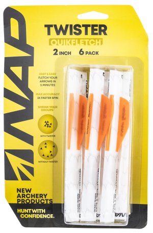 NAP Quikfletch Twister 2 In. 6 Pack White/Orange 60637