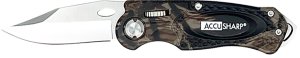 AccuSharp 704C Sport 3" Folding Plain Stainless Steel Blade-Camo Anodiz...
