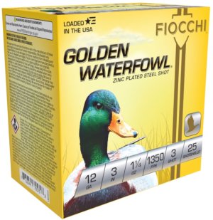 Fiocchi 123SGW3 Golden Waterfowl 12ga 3" 1 1/4oz 1350FPS #3 25/Box