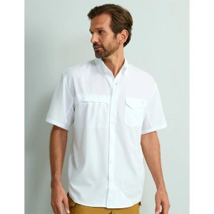 Huk Tide Point Short Sleeve Button Down Shirt White XL H1500171-100-XL